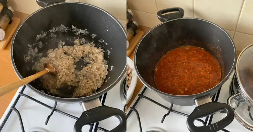 Pridanie sladkej papriky a zeleninového vývaru Pridáme sladkú papriku a zeleninový vývar